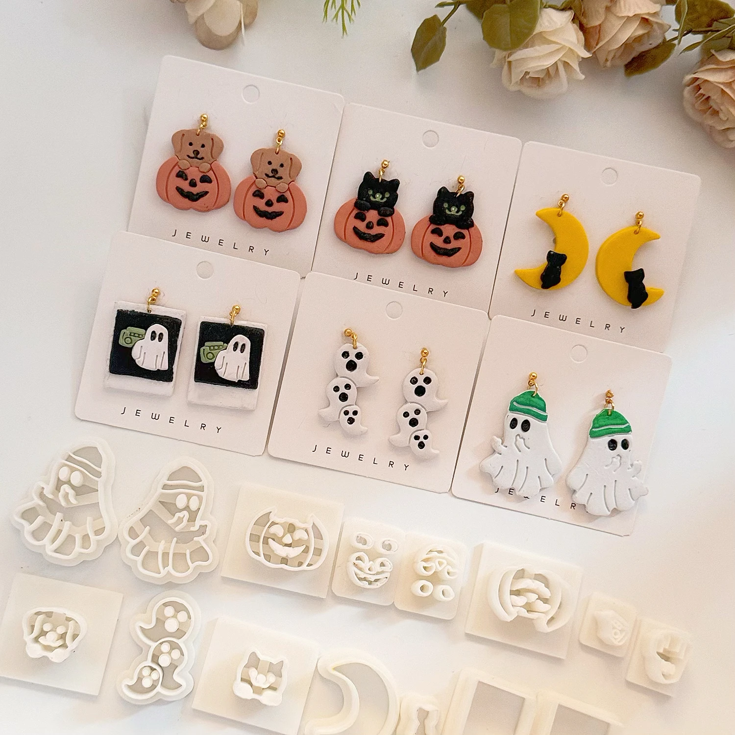 Halloween Series/Pumpkin Cat/ Dog/Ghost /Polymer Clay Cutter Clay Diy Earring Pendant Jewelry Molding Cutting Mold  Ceramic Tool