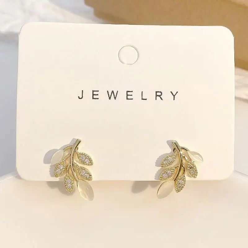 

Серьги-листья из серебра 925 пробы с кристаллами в корейском стиле для женщин, модные женские серьги с камнем кошачий глаз, тренд 2026 года