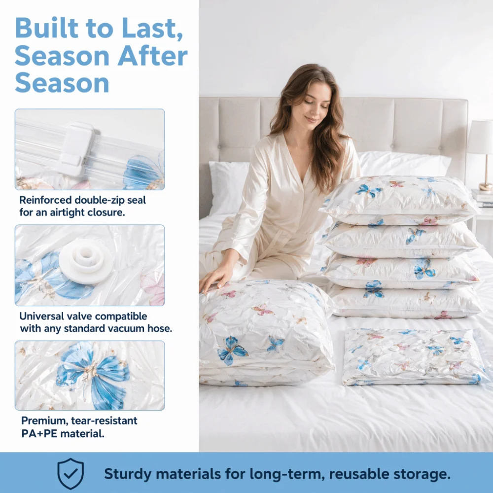 Thickened Vacuum Storage Bags Space Saving Reusable Clothing Organizer Bag Heavy Duty Winter Quilt Storage Bag Seasonal Storage