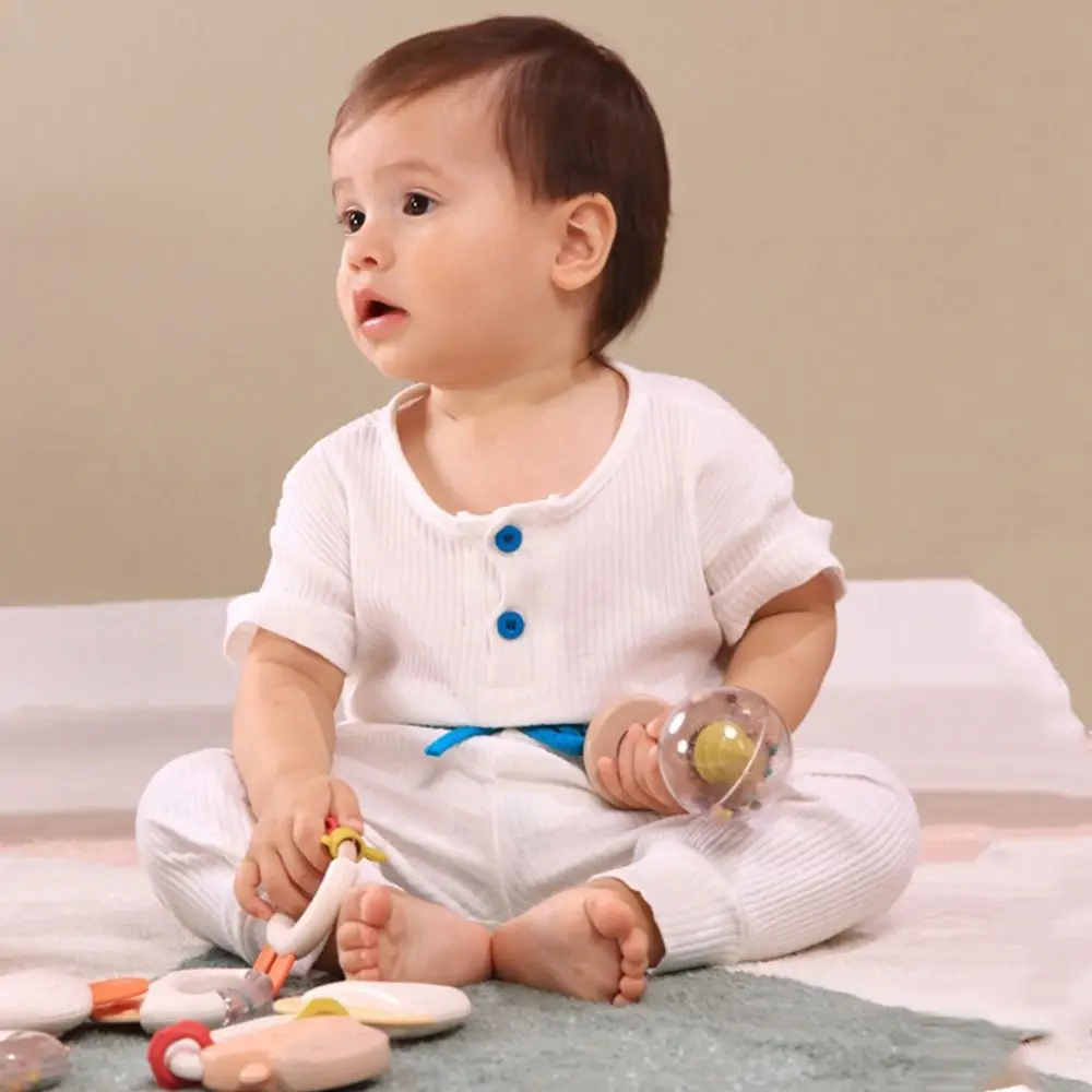 

5/6Pcs Creative Silicone Cartoon Rattle Soft Ring Design Baby Health Teether Animal Shape Non-slip Grip Handheld Baby Teething