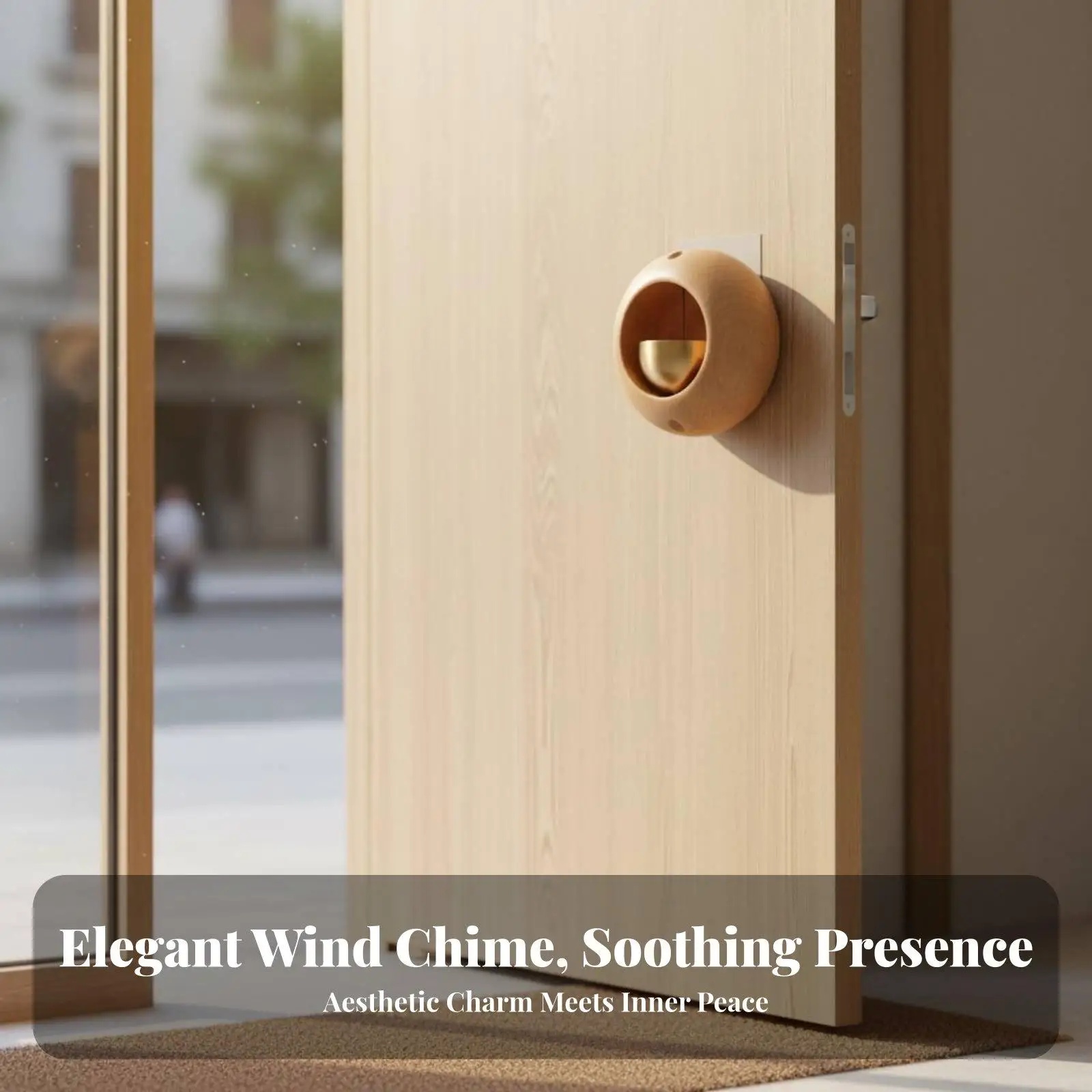 Minimalist Wooden Door Bell Chime for House Entry Beech Brass Gong Decorative Door Sound Alert