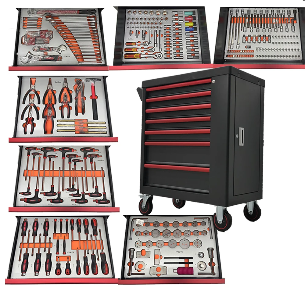 Customizable 7-Drawer Metal Workshop Tool Chest On Wheels With 322PCS Tools Factory OEM Support