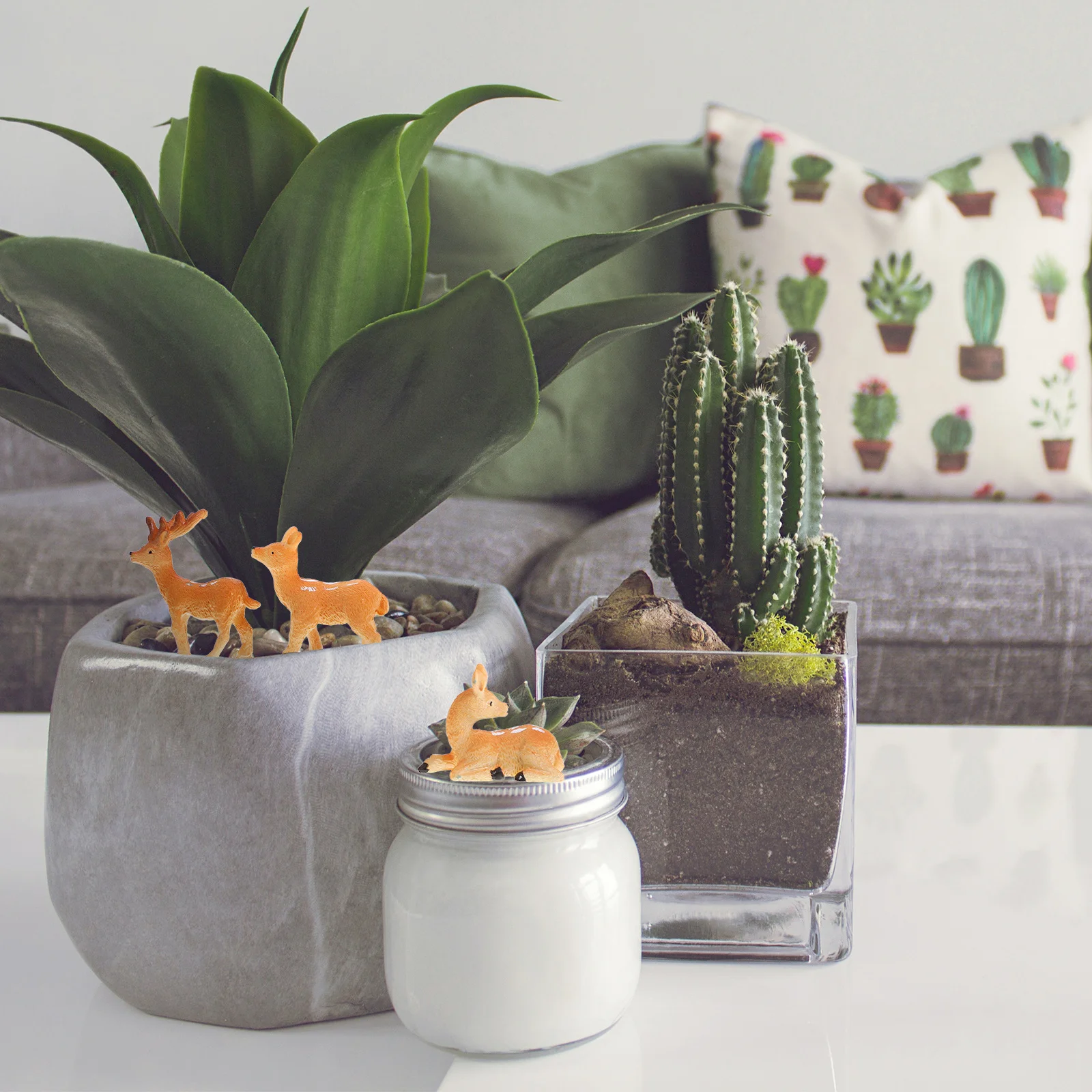 3 uds Mini bonsái Micro decoraciones de paisaje Micro jardín Mini decoración del hogar estatuas pequeñas adorno de ciervo ciervo