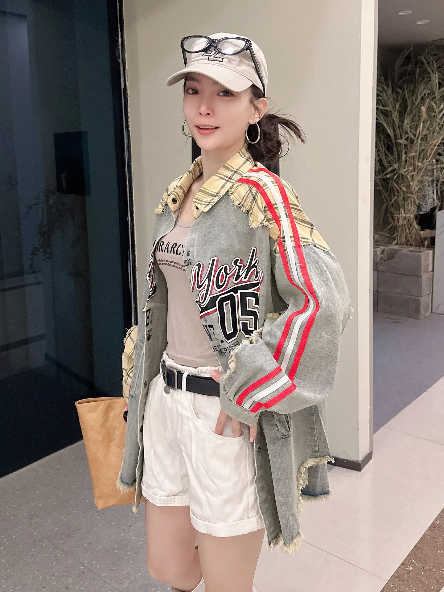 Damski kardigan dżinsowy do połowy łydki, wiosenno-jesienny, luksusowy, markowy, bawełniany, długi, rozpinany płaszcz.