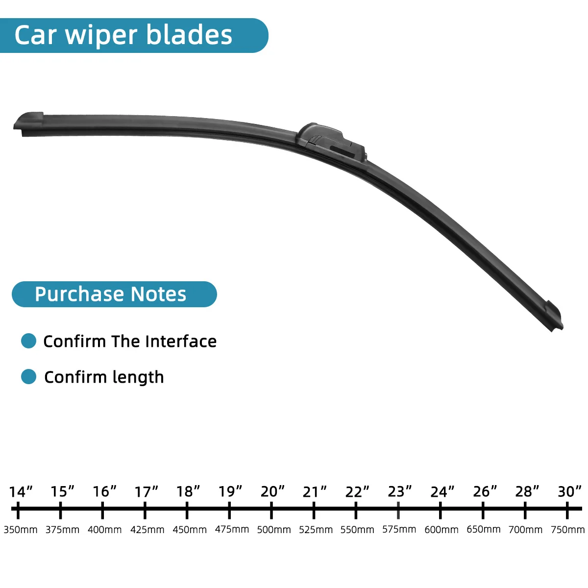Lanke 1PC Limpador de Para-brisa Sem Armação para Carro, Compatível com Gancho J/U, Limpador Frontal Universal de Borracha de 14" a 32", Acessórios Automotivos