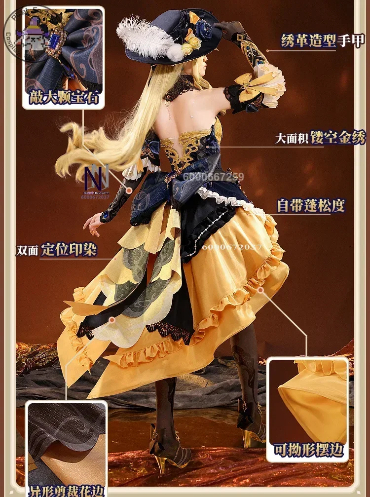Game Genshin Impact Navia Caspar Cosplay Costume Women\'s Dress Uniform Wig Fontaine Spina Di Rosula Role Play Halloween Outfit