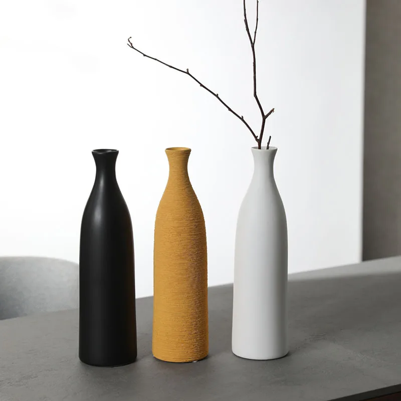 Wabi Sansan Japanese-style white brushed ceramic vase model room living room dining table home decoration flower arrangement