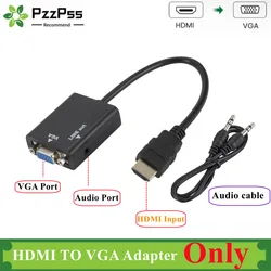 Adapter HDMI-compatible TO VGA With Audio HDTV Male To VGA Female Converter Port HDTV To VGA Output 1080P HDTV Audio TV Video