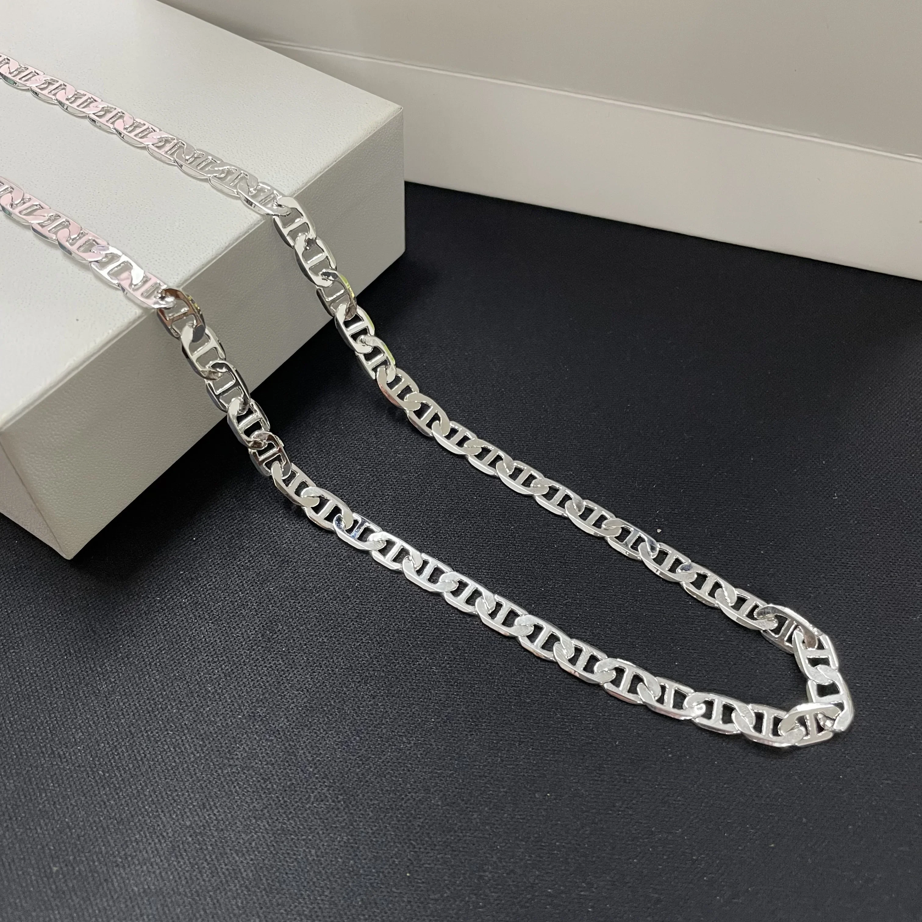 45-60CM 925 Sterling Silver 6MM Men's Necklace Bracelet Set 18K Gold Plating Luxury Quality Jewelry Wholesale Accessories image 5