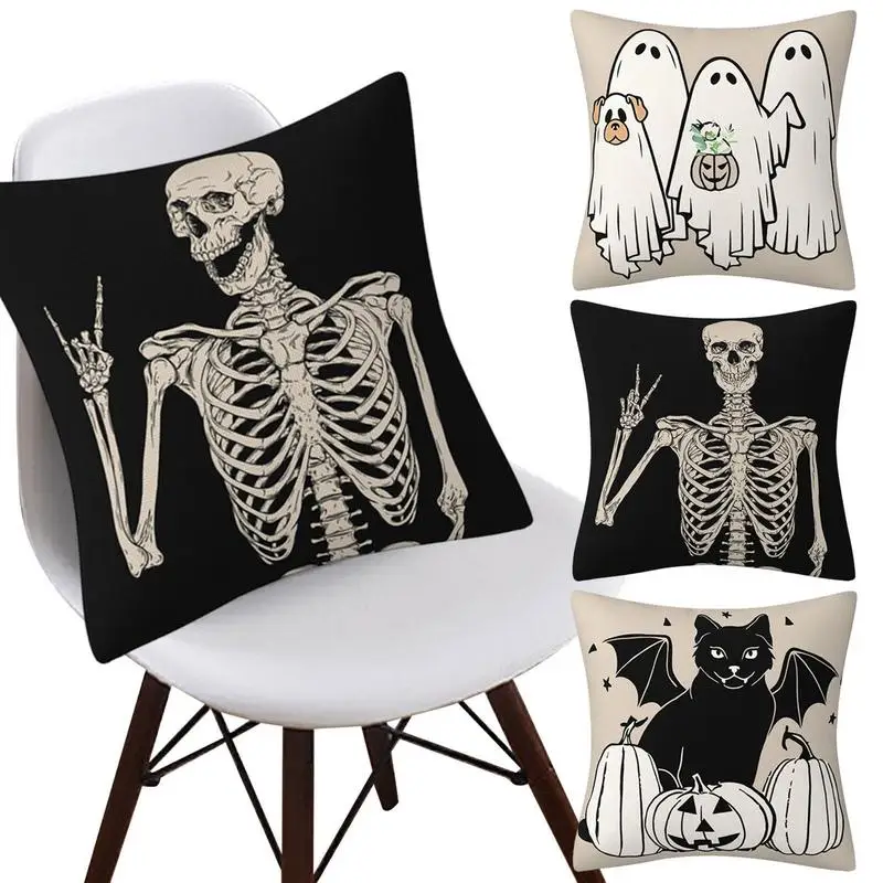 Halloween Pillow Covers 18x18 Throw Pillow Covers 4 Pieces Halloween Cushion Case Halloween Decorations Couch Pillow Covers For