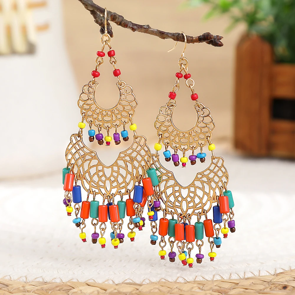 Vintage-Ohrring im Hofstil für Damen, Boho-Ohrringe mit baumelnden Quasten, ein schönes Accessoire für den Sommer-Look, Party-Dekorationen, Geschenke, Urlaub