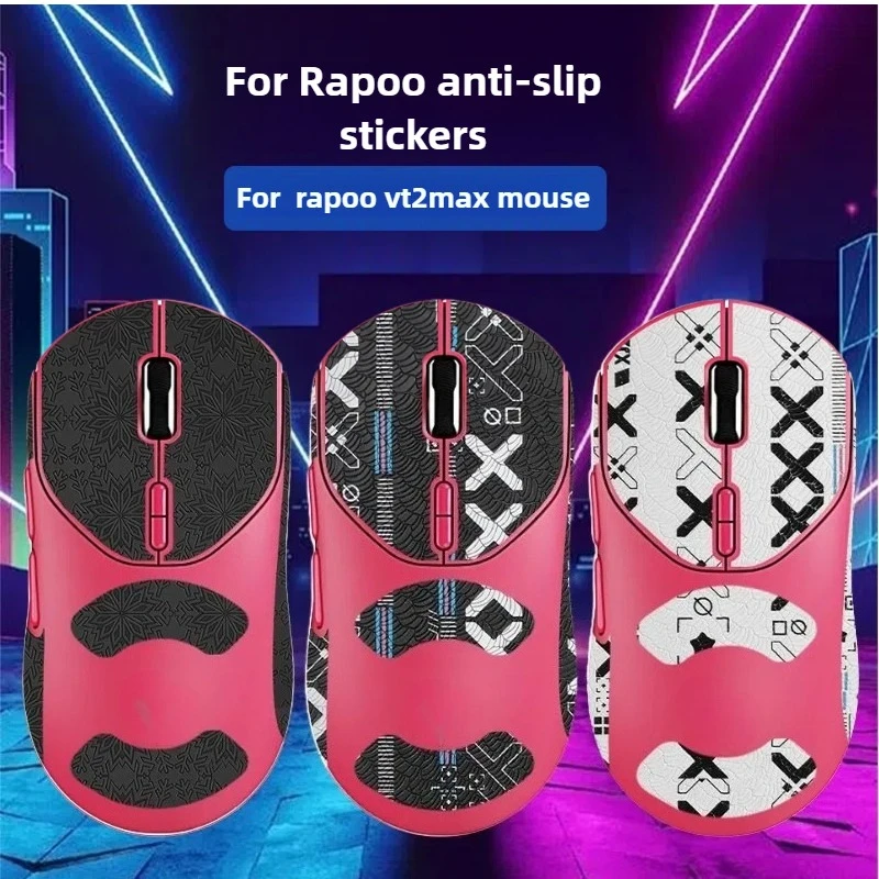 

For Rapoo VT2 MAX Mouse Anti-Slip Grip Tape Sweat-Absorbent Protective Film Palm&Side Button Stickers Ergonomic Anti-Skid Covers