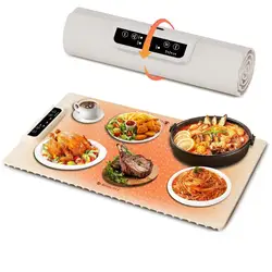 Versatile Food Silicone Heating Mat for Buffets Party with Adjustable Temperature Rollable Food Warmer Plate for Sabbath