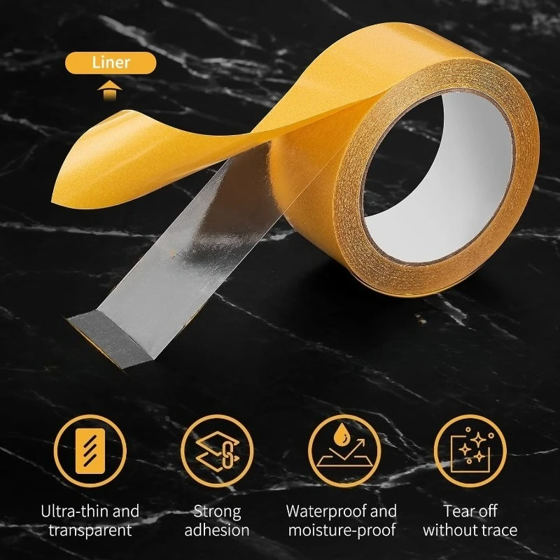 

2pcs Ultra-Thin Clear Double Sided Tape Heavy Duty Two Sides Strong Stick Mounting Adhesive Tape For Rug Fixed,DIY Crafts