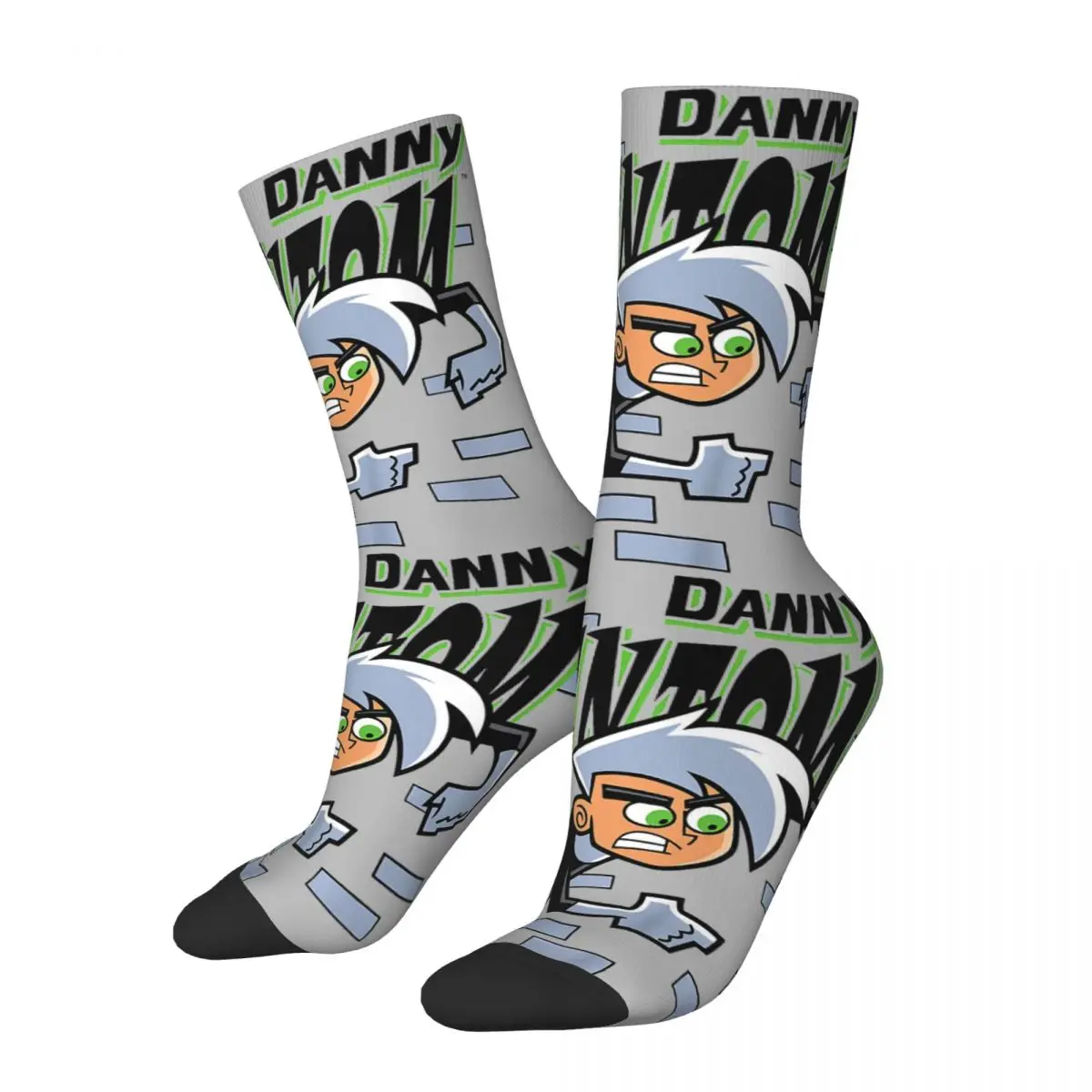 Danny Coming Through Brick Wall Crazy Men's compression Socks Unisex Adventure anime Danny Phantom Street Style Crew Sock