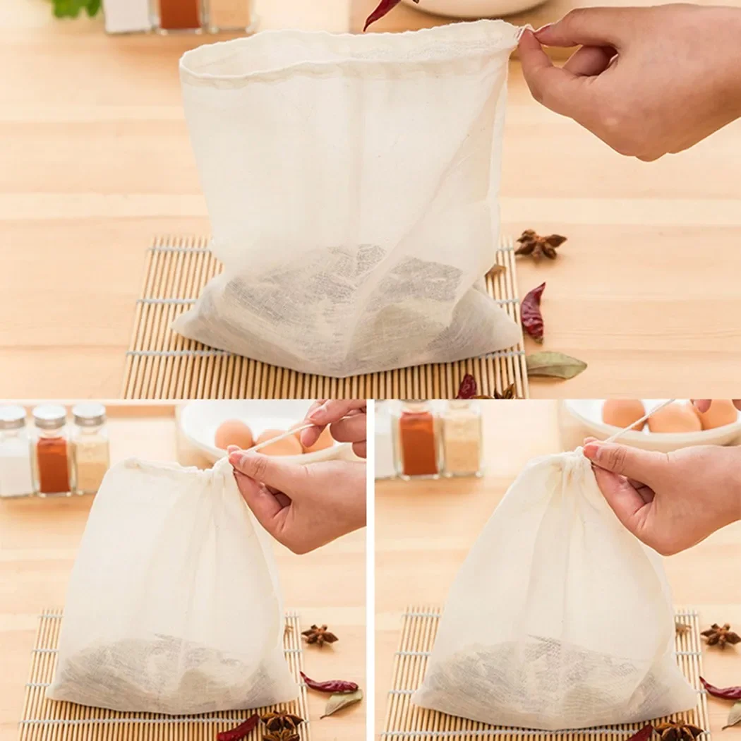 Fine Mesh Drawstring Bag for Reusable Tea Coffee Soup Straining Perfect Filtration Solution Environmentally Friendly