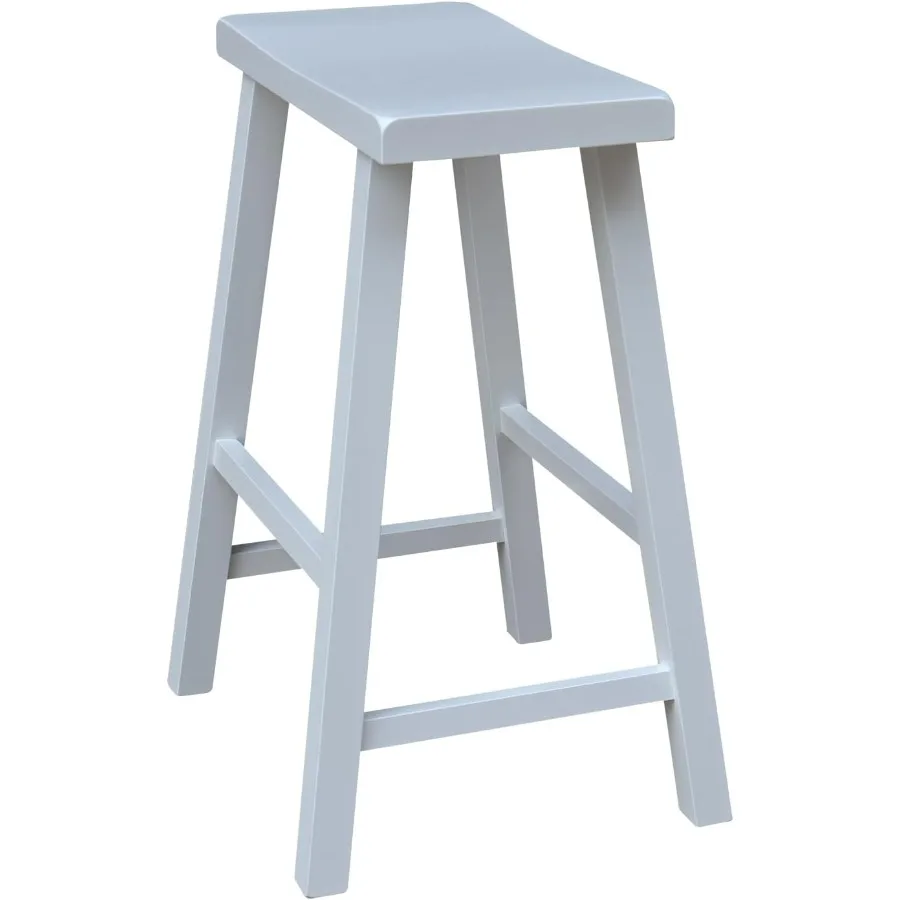 

Табурет для стойки сиденья-седла, прочная деревянная конструкция, высота сиденья 24 дюйма, идеально подходит для кухонного острова или барной стойки - белый