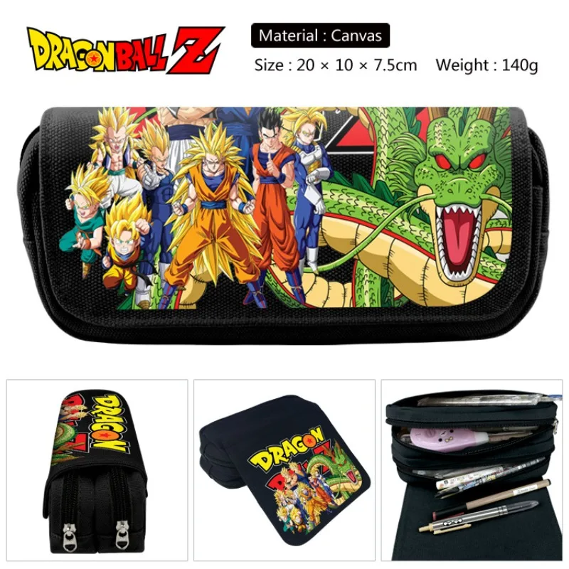 

Dragon Ball креативные периферийные устройства с героями мультфильмов, милый холщовый двухслойный чехол для ручек на молнии для студентов-мужчин, предметы первой необходимости