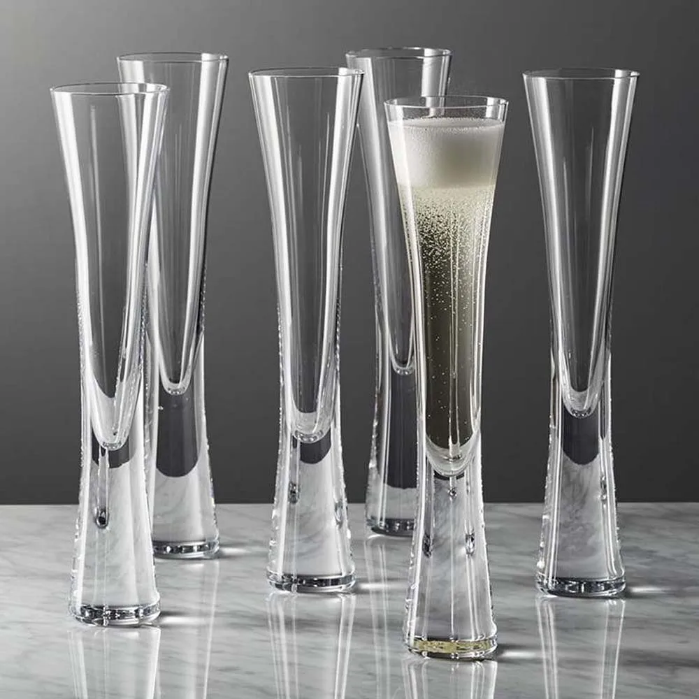 Ereganto Champagne Glasses Glitter Flutes Clear Cups Bubble Wine Tulip Cocktail for Bar Party Gift Wedding Bubbly Wine Glasses