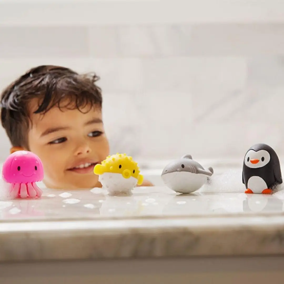 Ensemble de jouets pour écureuils de bain océan pour tout-petits, animaux marins colorés assortis, fleurs, baignoire flottante, jouets pour réception-cadeau pour bébé