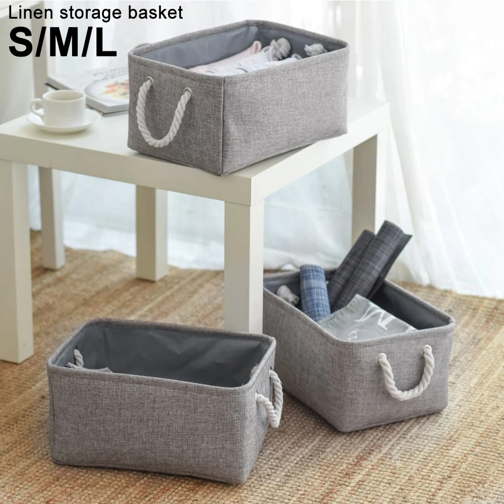 Storage Baskets for Shelves Collapsible Storage Bin Rectangular Organizer Bins with Handles Foldable Fabric Storage Box