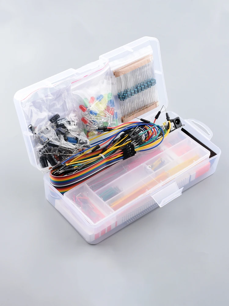 830 Breadboard Starter-Kit MB-102 Stromversorgungsmodul Jumper-Kabel Widerstand Kondensator LED Elektronik-Komponenten-Set für Arduino UNO R3 – Detail 3