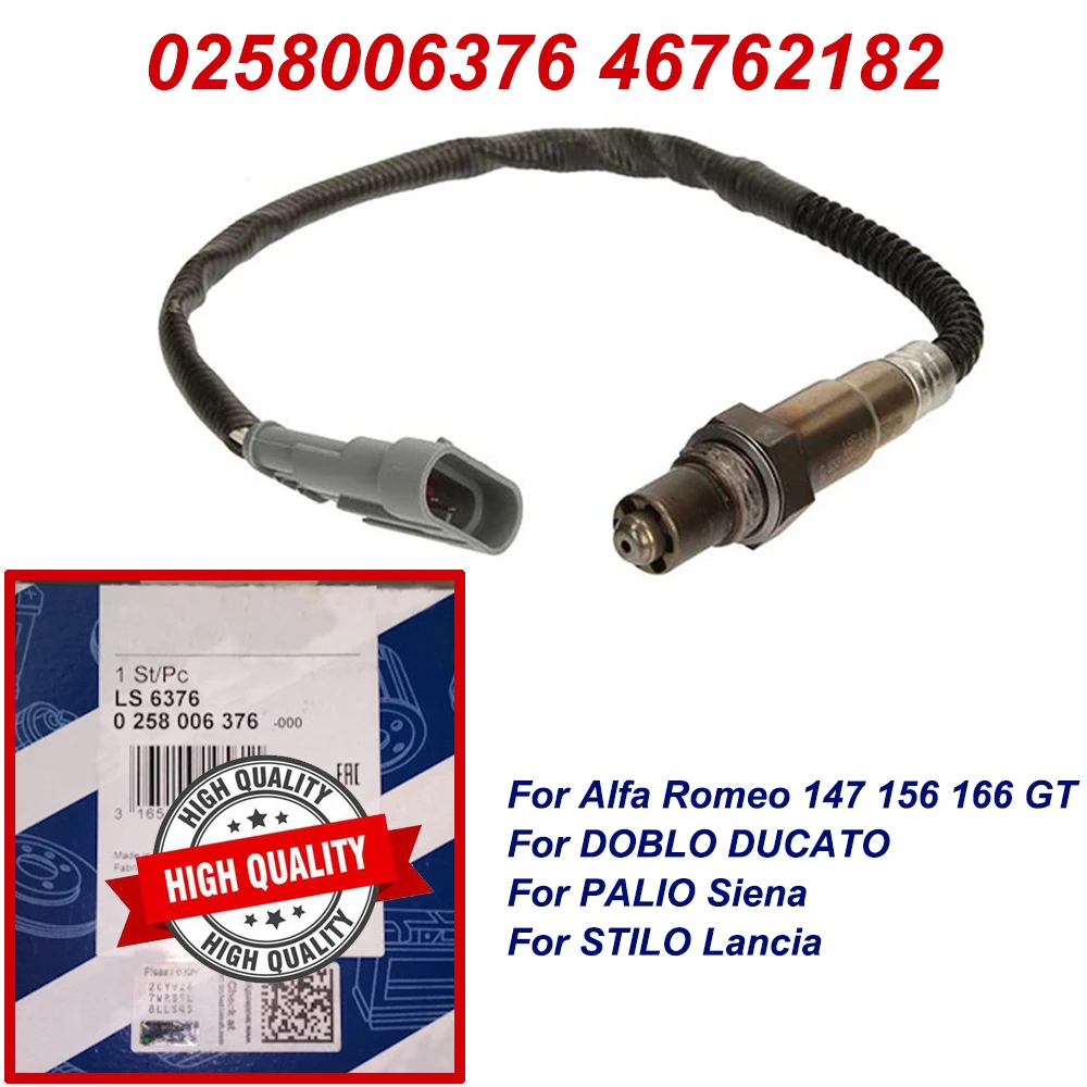 High Quality 0258006376 46762182 0258986615 For Alfa Romeo 147 156 166 GT Fiat DOBLO DUCATO Panda Lancia Front O2 Oxygen Sensor