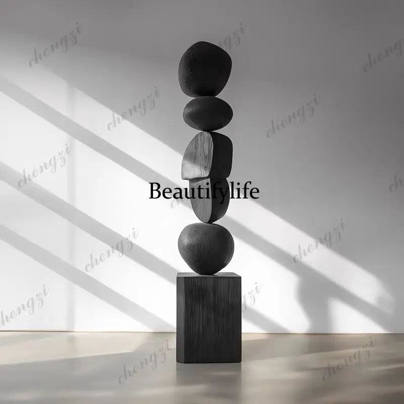 Wood carving floor ornaments B & B hotel sales office decoration creative sculpture clothing store solid wood pier
