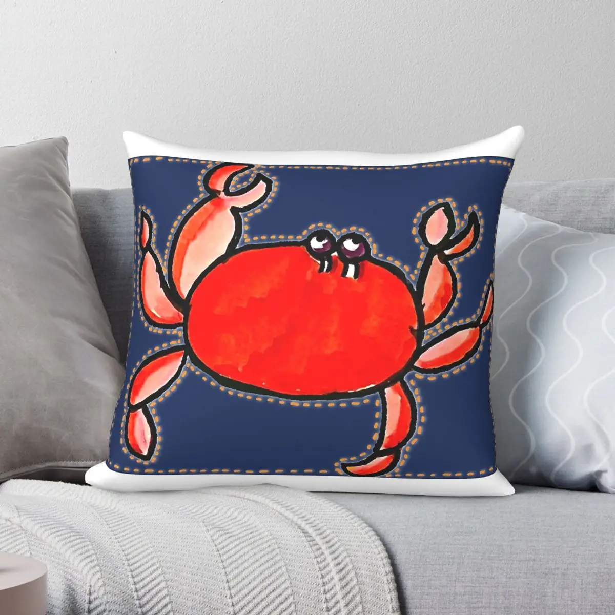Stitch Crab Analog Pillowcase Polyester Linen Velvet Printed Zip Decor Pillow Case Sofa Seater Cushion Cover