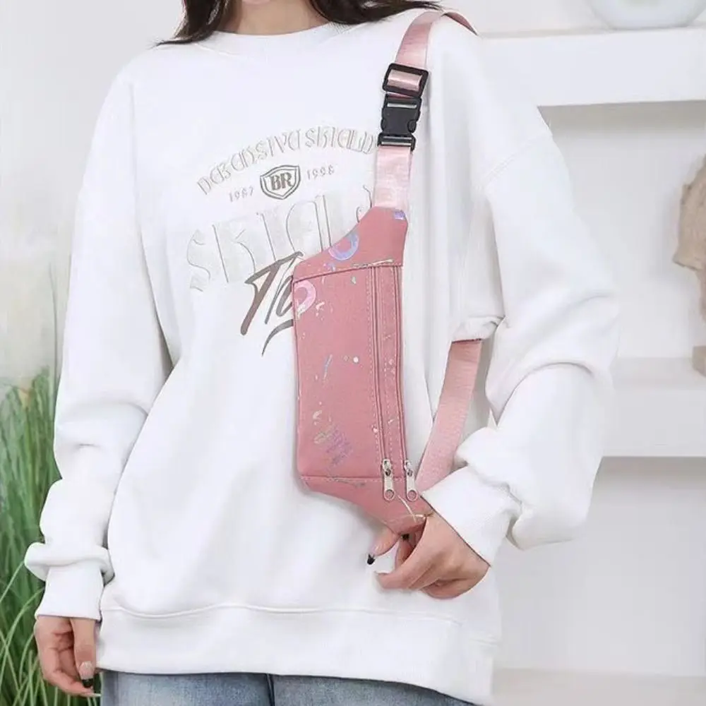 

Simple Patchwork Nylon Chest Bag Korean Style Zipper Sports Waist Bag Fanny Packs Stroge Bag Canvas Crossbody Bag Hiking