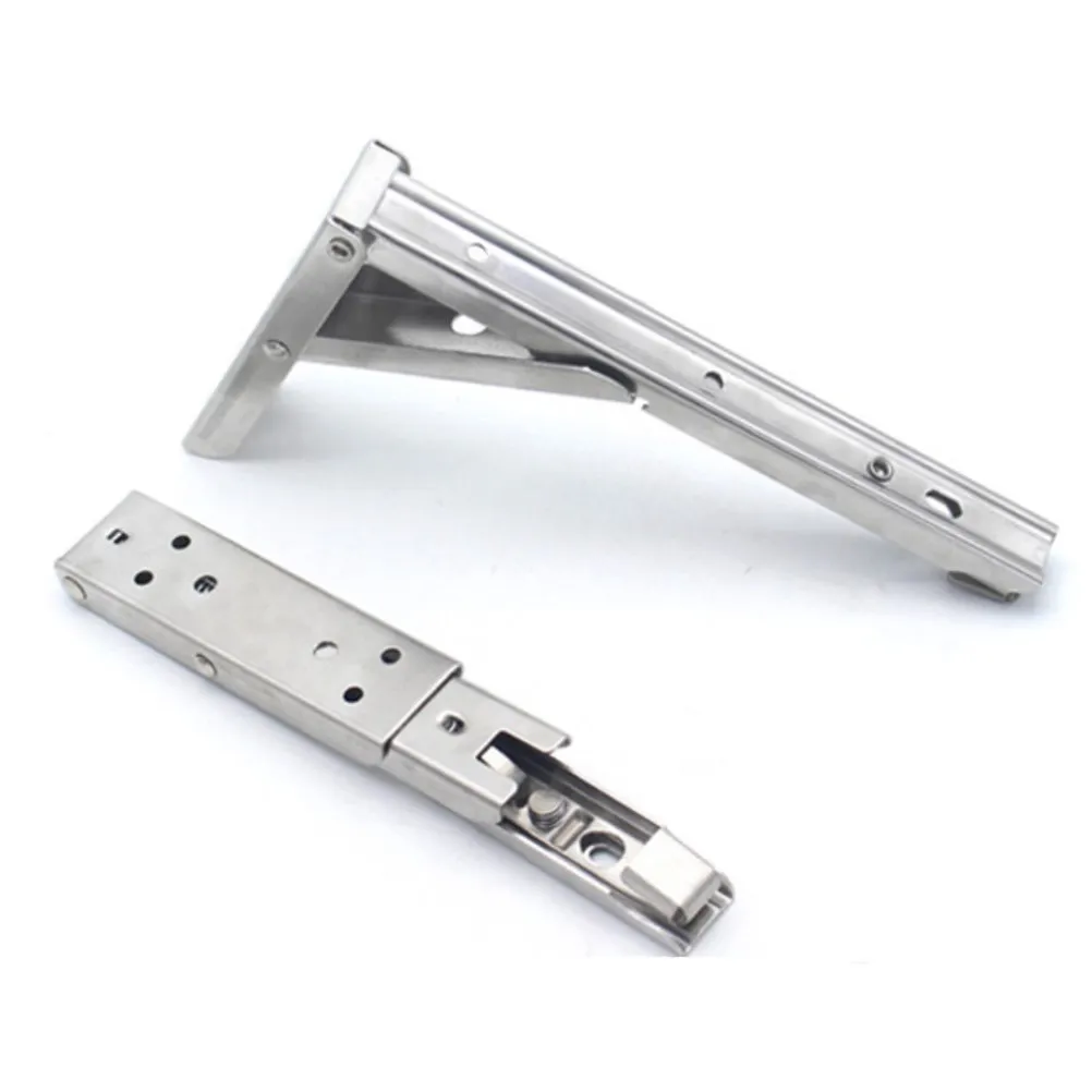 2Pcs Stainless Steel Shelf Bracket Foldable Support Wall Mounted Triangle 8 Inches Home Bookshelf Commodity Storage
