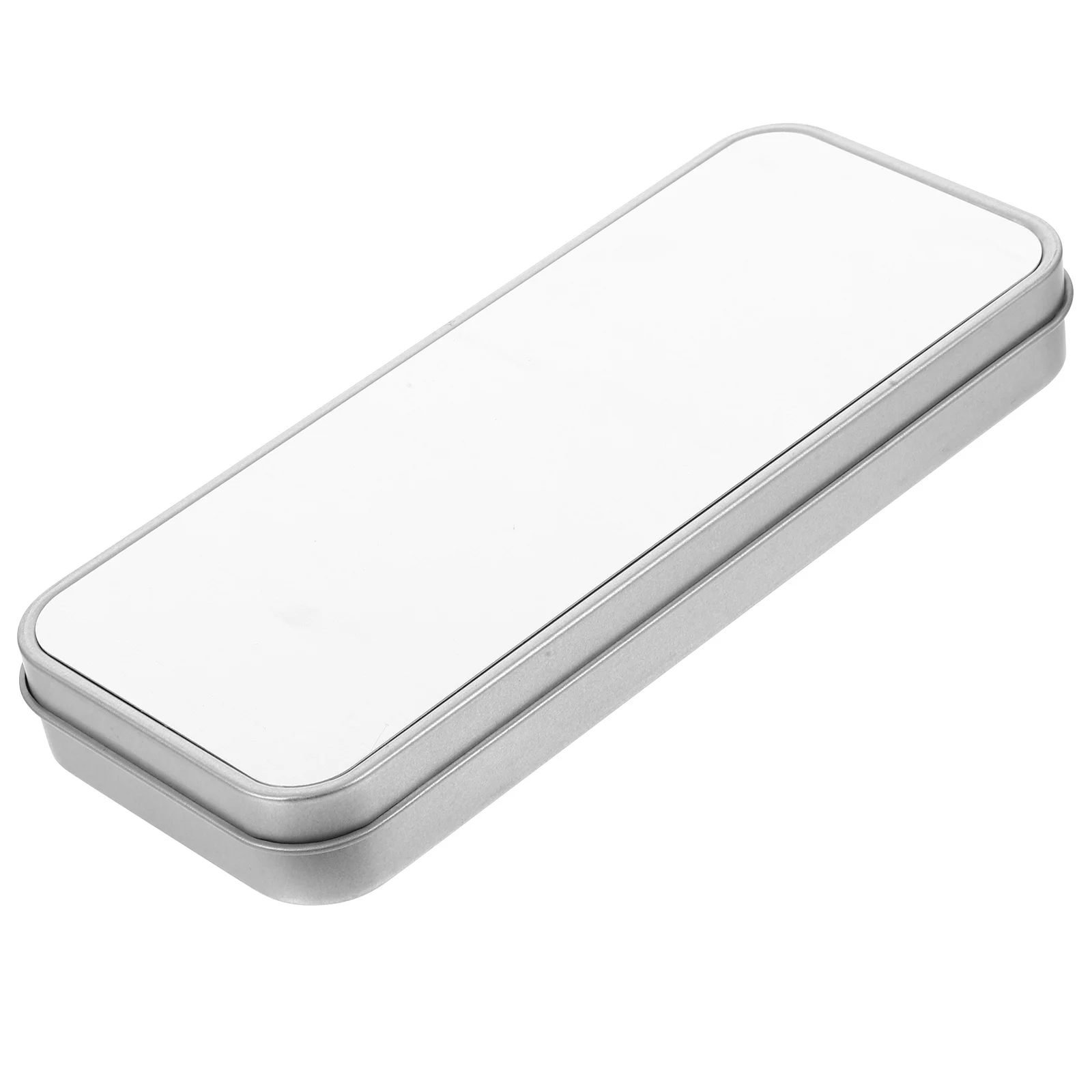 

Candy Thermal Transfer Stationery Box Metal Storage Boxes Blank Decorative Packaging Cases Silver with Lids