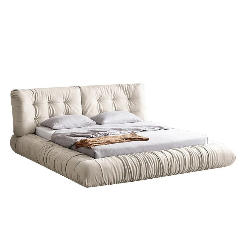 Cloud bed simple modern technology cloth wabi sandy wind light luxury bed master bedroom cream wind designer fabric bed