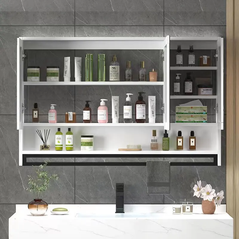 LED Backlit Bathroom Mirror Wall Mounted Anti Fog Touch Sensor Dimmable Vanity Mirror Heated Demister Makeup Mirror Cabinet