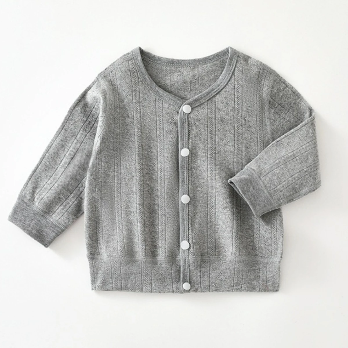 2026 New Baby Unisex Spring Summer Breathable Cardigan 9-24M Newborns Daily Wear Open Front Cardigan Kid Button-up Knit Cardigan