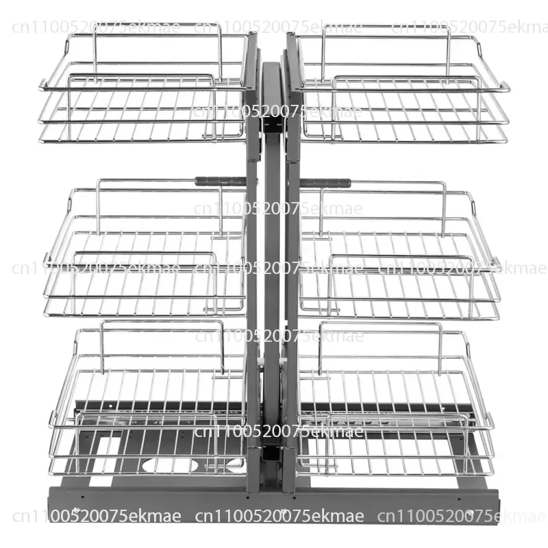 Kitchen Cabinet Storage Rack, 15-inch Wide Opening Blind Angle Pull-out Storage Rack, Chrome-plated
