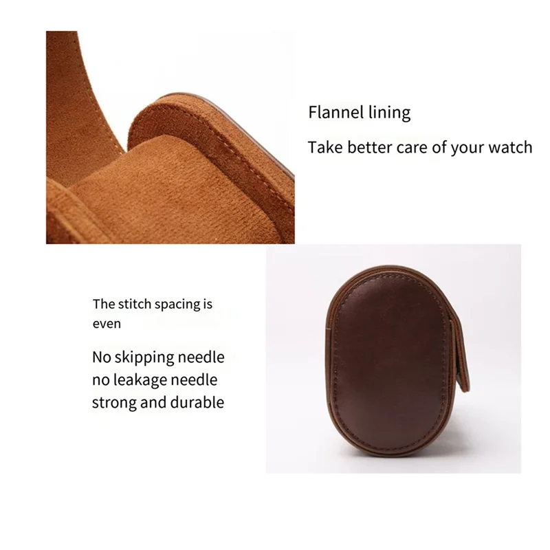 

WORTHOWN-3X 1-Slot Watch Roll Travel Case Portable Vintage Leather Watch Display Case Watch Storage Box Watch Organizers Brown M