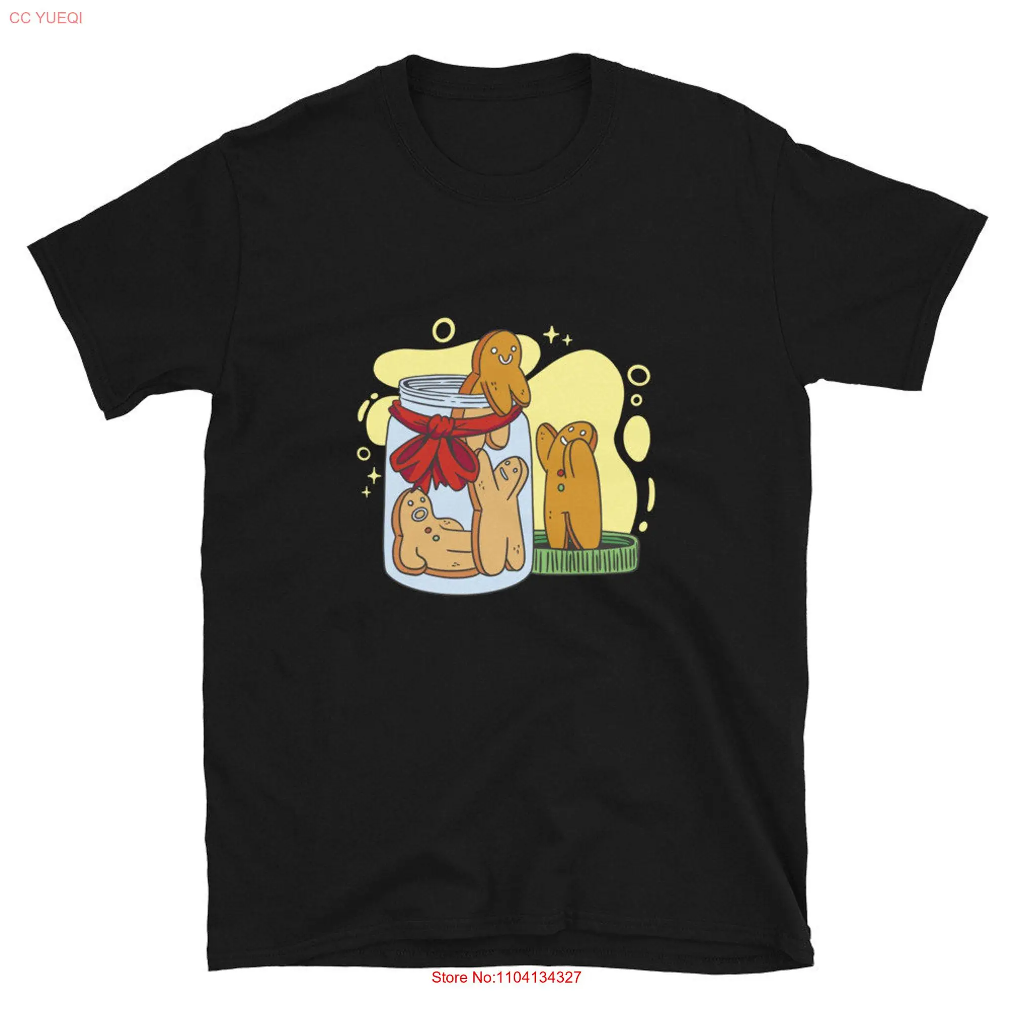 

Cute ginger bread man T shirt Christmas Design Xmas Snap long or short sleeves