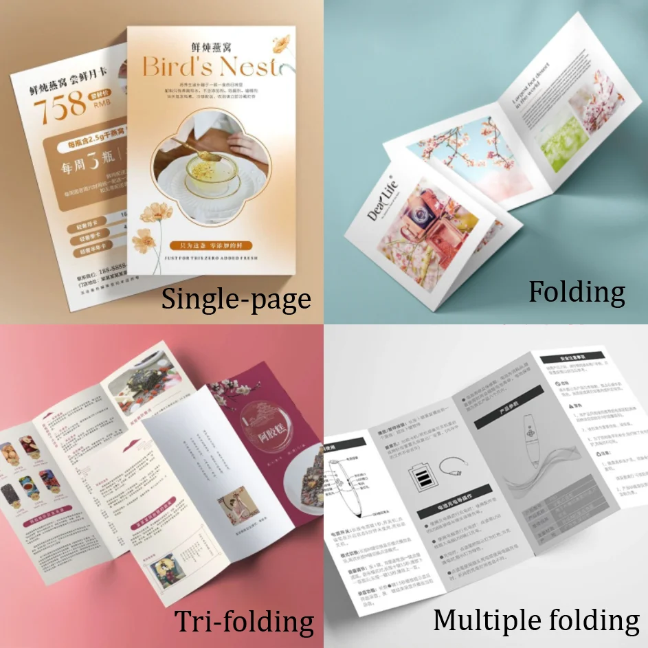 Custom Folding Brochure Advertising Paper Flyer Leaflet Booklet Design Print Poster Instruction Manual Thank You Card Food Menu