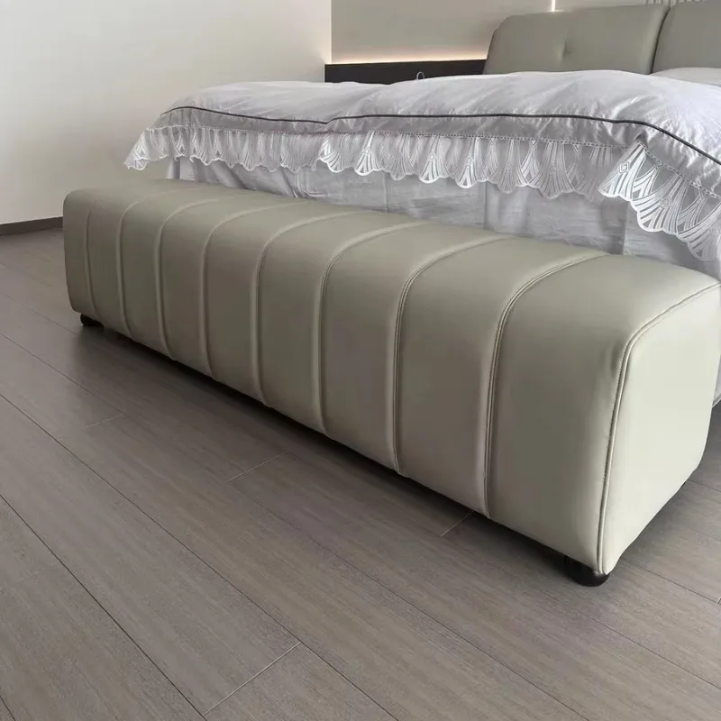 Luxury  Leather Sofa Stool Rectangular Shoe Bench Modern Long Ottoman for Bedroom Living Room Offices Clothing Stores