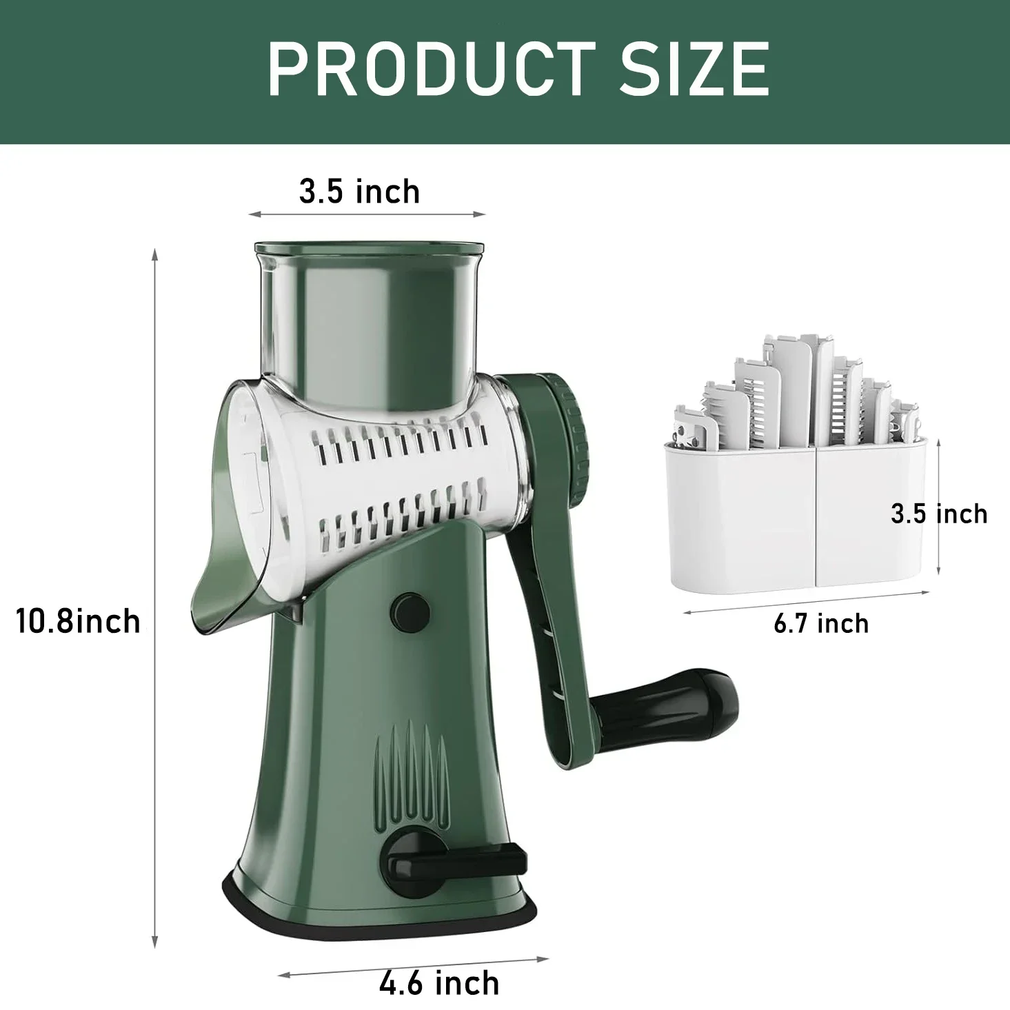 Manual Rotary Cheese Grater Grinder 5 Interchangeable Blades Mandoline Vegetable Cutter Drum Shredder Kitchen Vegetable Chopper