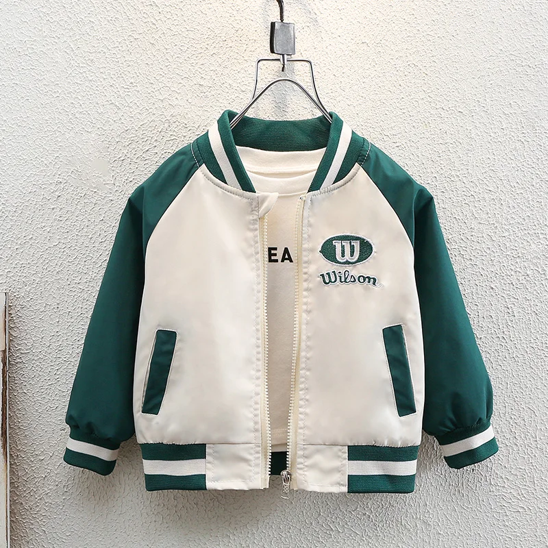 

Демисезонная бейсбольная куртка для мальчиков, новинка 2023 года, модная уличная одежда для малышей 5 лет, дышащая верхняя одежда из хлопка и полиэстера
