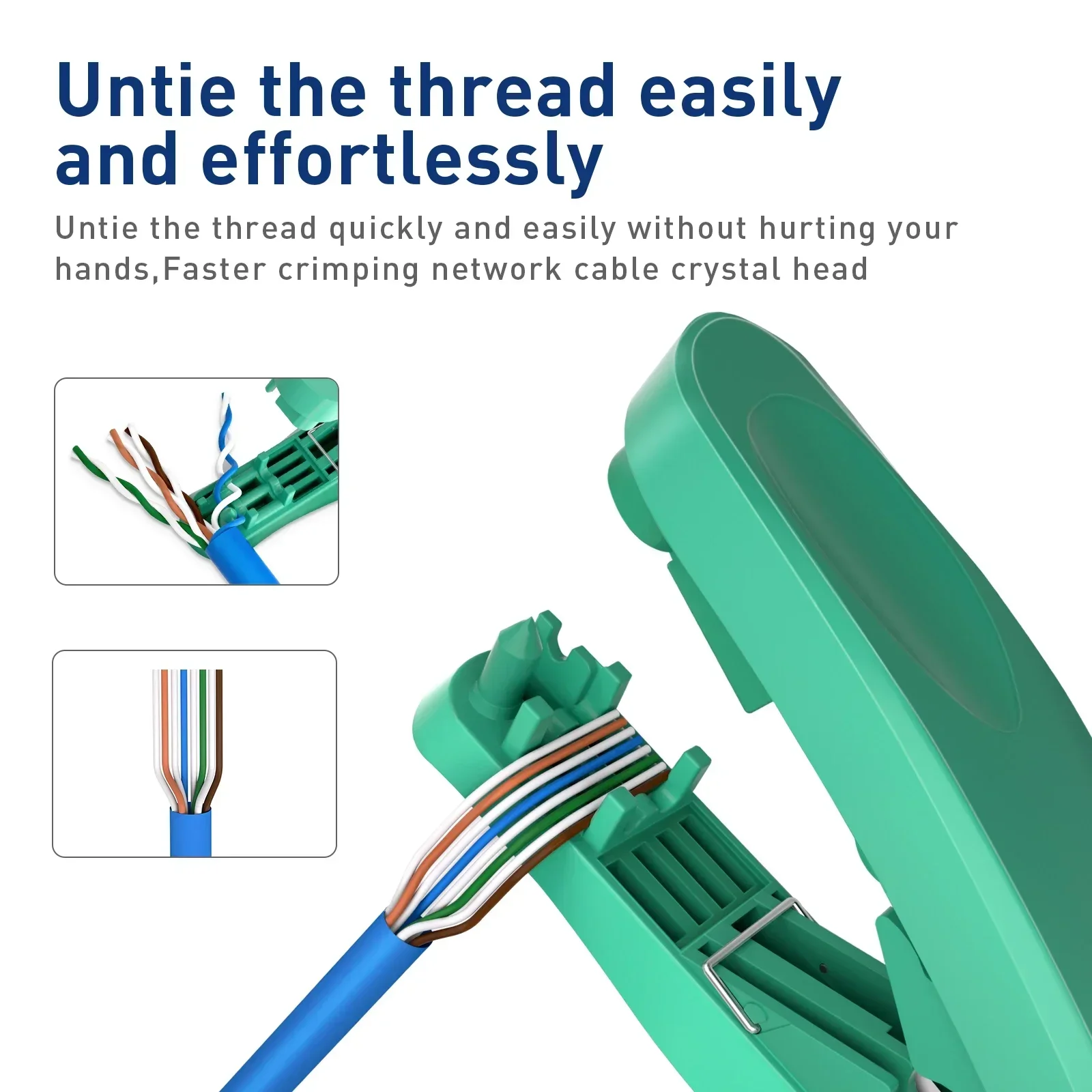 Ferramenta de decapagem de fios ZoeRax 4 em 1 RJ45 com funções de corte, descascamento e desembaraço para cabos STP/UTP.