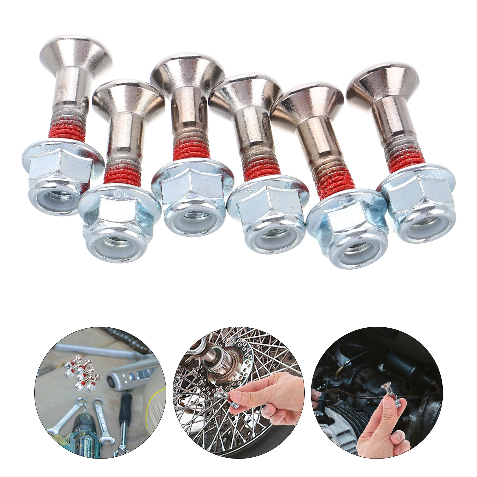 

6 set Bolt Kit Heavy Duty Motorcycle Screws Replacement Durable Metal Nuts Set For Bike Motorbike Accessories Fast Installation