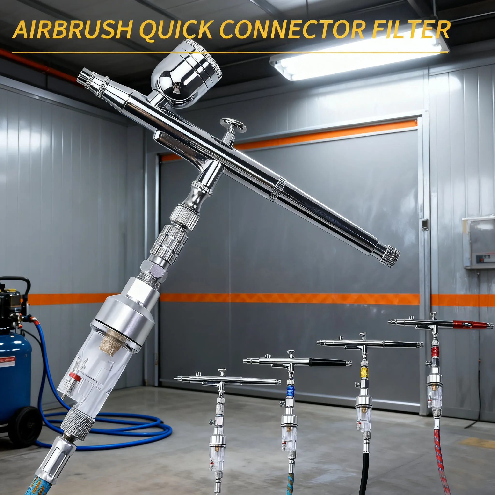 Airbrush Quick Disconnect Accessories 1/8 Quick Realse Fitting Adapter with 4 Extra Quick Connector Hose Air Brush Parts