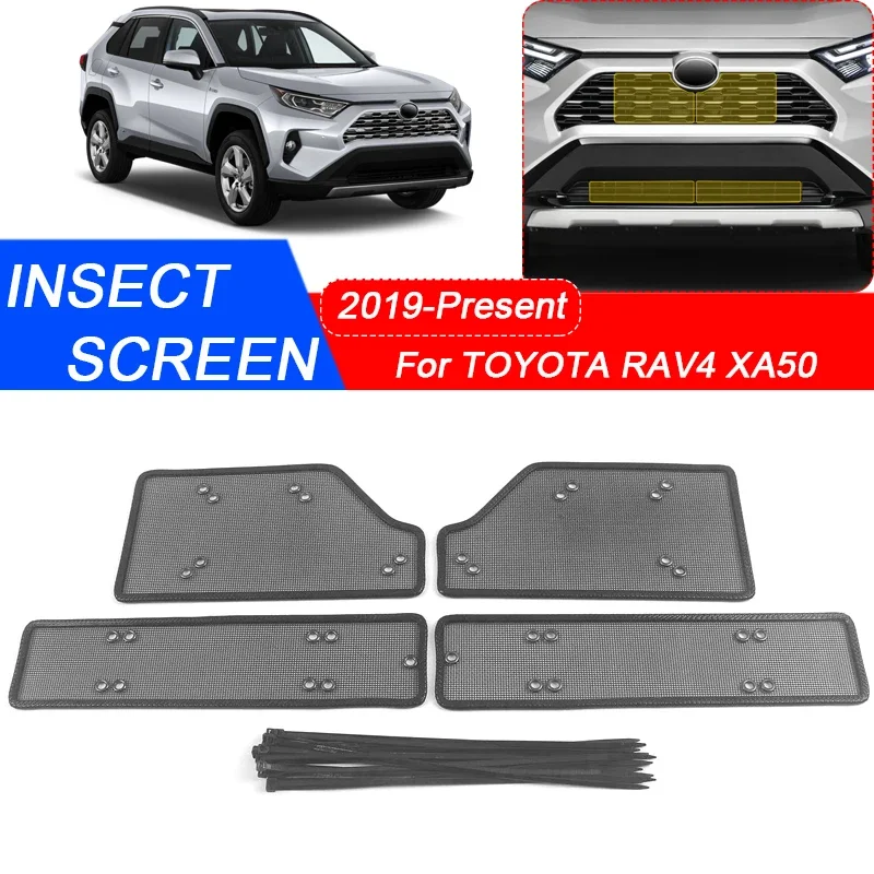 4PCS For Toyota RAV4 XA50 2019-2025 Car Insect-proof Air Inlet Protect Cover Airin Insert Net Vent Racing Grill Filter Accessory