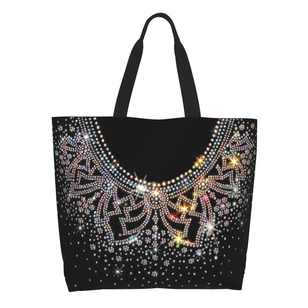 

Ожерелье нагрудник с хрустальным воротником, продуктовая сумка для покупок, блестящая парусиновая сумка-шоппер с бриллиантами, сумки на плечо, сумки большой вместимости