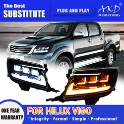 AKD Head Lamp for Toyota Hilux VIGO LED Headlight 2011-2014 Headlights Hilux DRL Turn Signal High Beam Angel Eye Projector