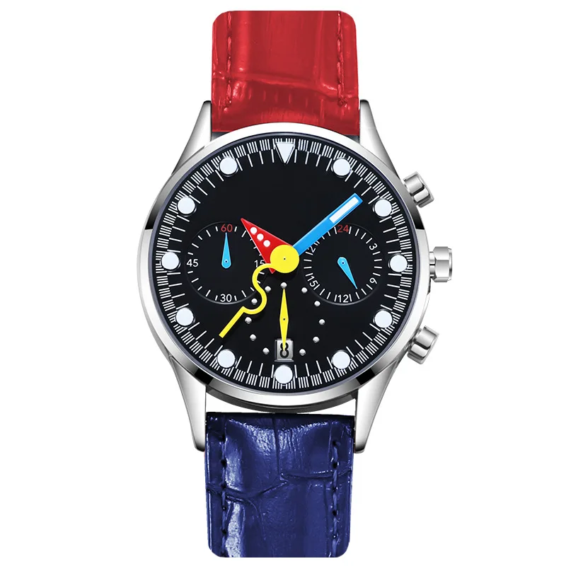 Multi-functional Quartz Watches Men Luminous Chronograph Personalized Leather  Fun Watch Hand Design‌ Hot Selling Watch Clock