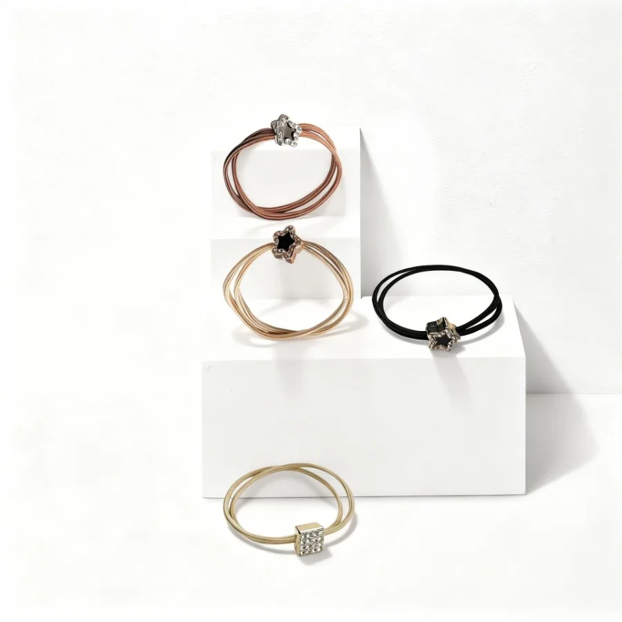 Alloy type square rubber band women's head ponytail hair rope simple temperament head rope high elasticity durable rubber band